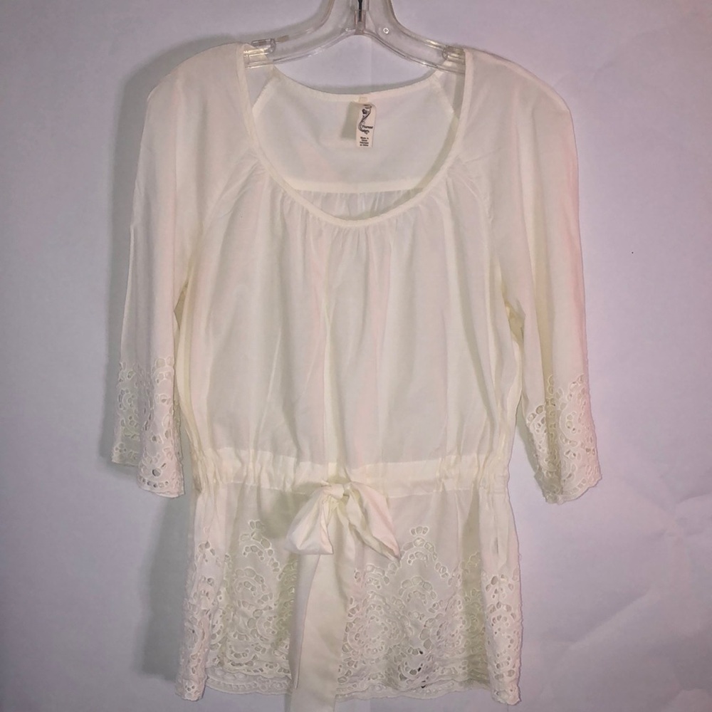 Floreat Cream Peplum Tie Front Tunic